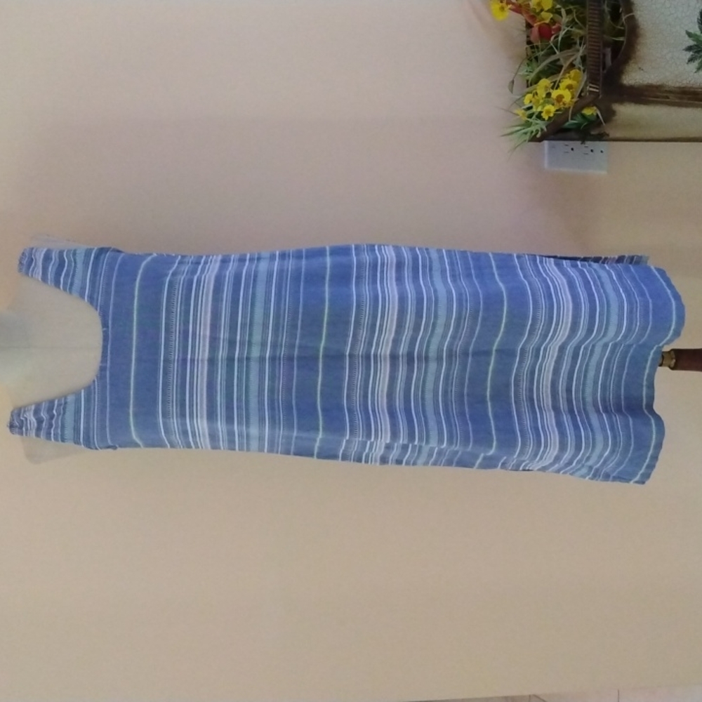 Marine Layer Blue Striped Sleeveless Midi Dress